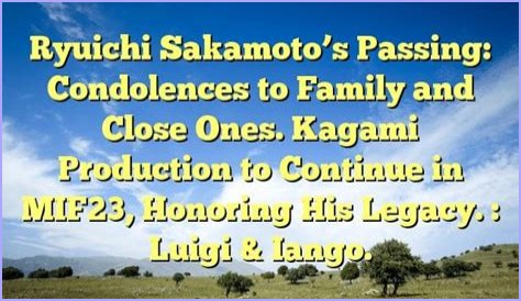 Ryuichi Sakamoto's Widow, Norika Sora, Passes Away: A Private Loss